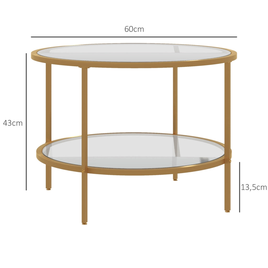 Tavolino da caff¨¨ moderno 2 livelli ¨C zephmum ¨C oro 60x43 cm