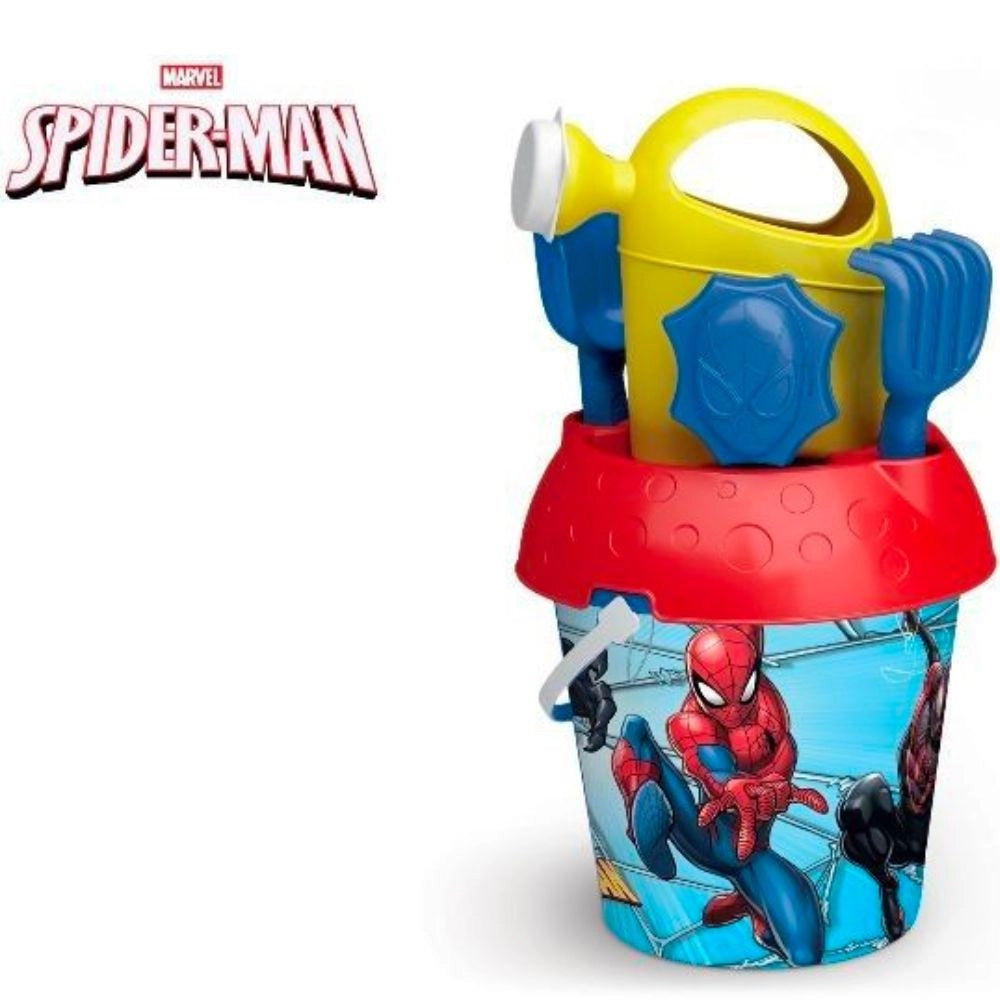 Trade Shop - Secchiello Da Mare Spiderman Gioco Da Spiaggia Per Bambini Con Diversi Accessori -
