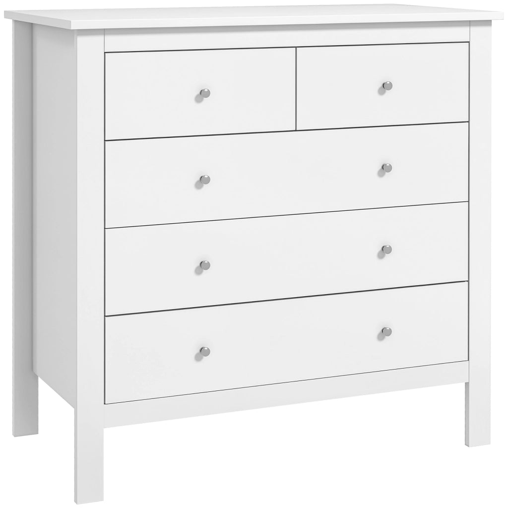 Cassettiera 5 cassetti ¨C Minimal ¨C legno, bianco, 79x39.5x80.5 cm