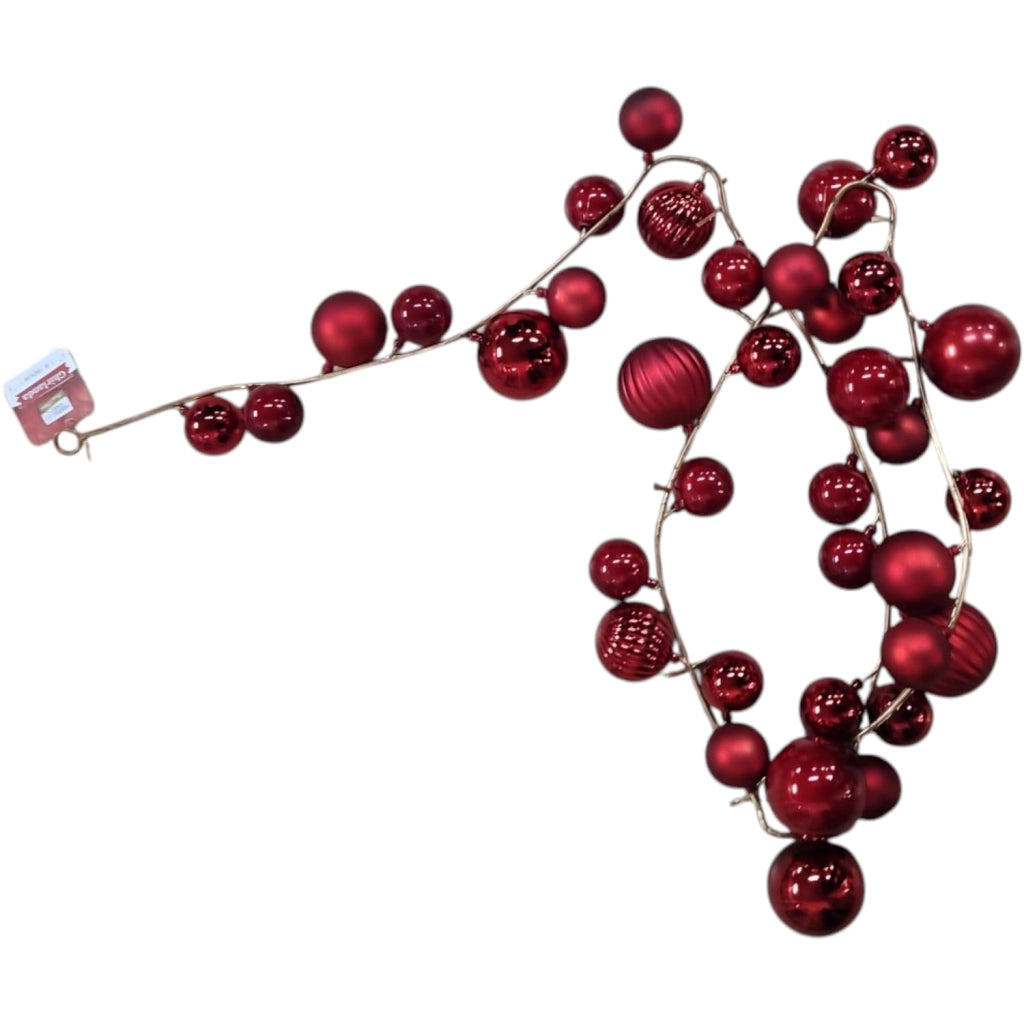 GHIRLANDA CON PALLE ROSSO CM180 SNODABILE