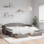 Divano Letto Estraibile con Cassetti-Sofa Letto-Daybed Tortora 80x200 cm Tessuto 588725