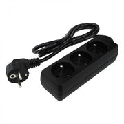 Prolunga elettrica 3 prese 1,5 m con terra nera Ecolight