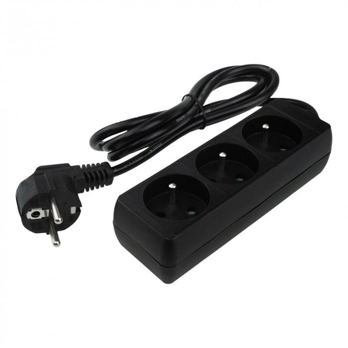 Prolunga elettrica 3 prese 1,5 m con terra nera Ecolight