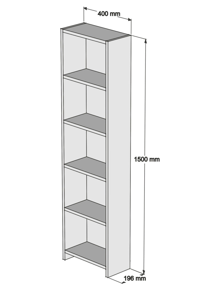 Libreria in legno "Barkin" - 40 x 19 x 150 cm - Bianco
