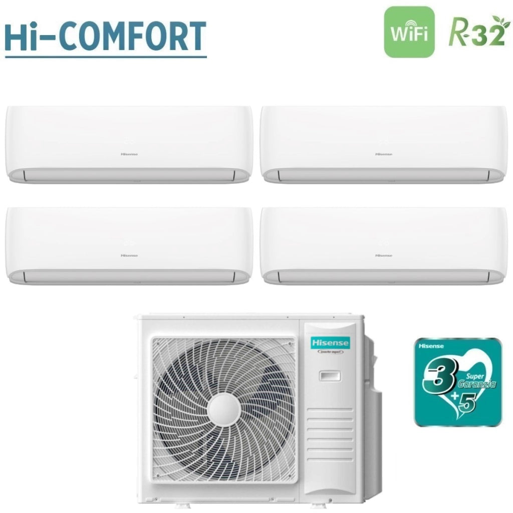 Condizionatore Quadri Split Hisense Hi-Comfort 9+9+12+12 con 5AMW105U4RQC R-32 Wi-Fi Integrato