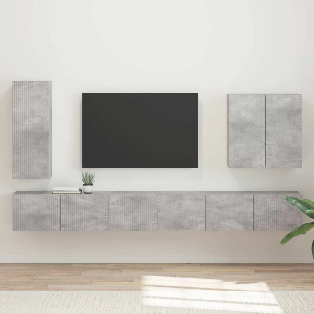 Set di Mobiletto da TV a Parete 6 pcs Grigio cemento 3408946