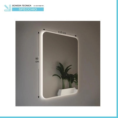 Specchio reversibile 110x90 illuminazione perimetrale LED e spessore 4 mm
