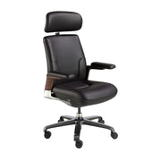 Sedia girevole da ufficio in similpelle nera