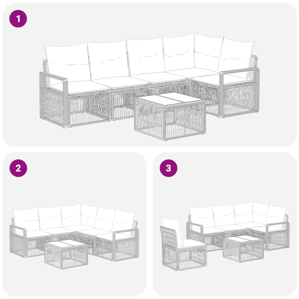 Set Divano da Giardino 6 pz Nero polyrattan 3435712