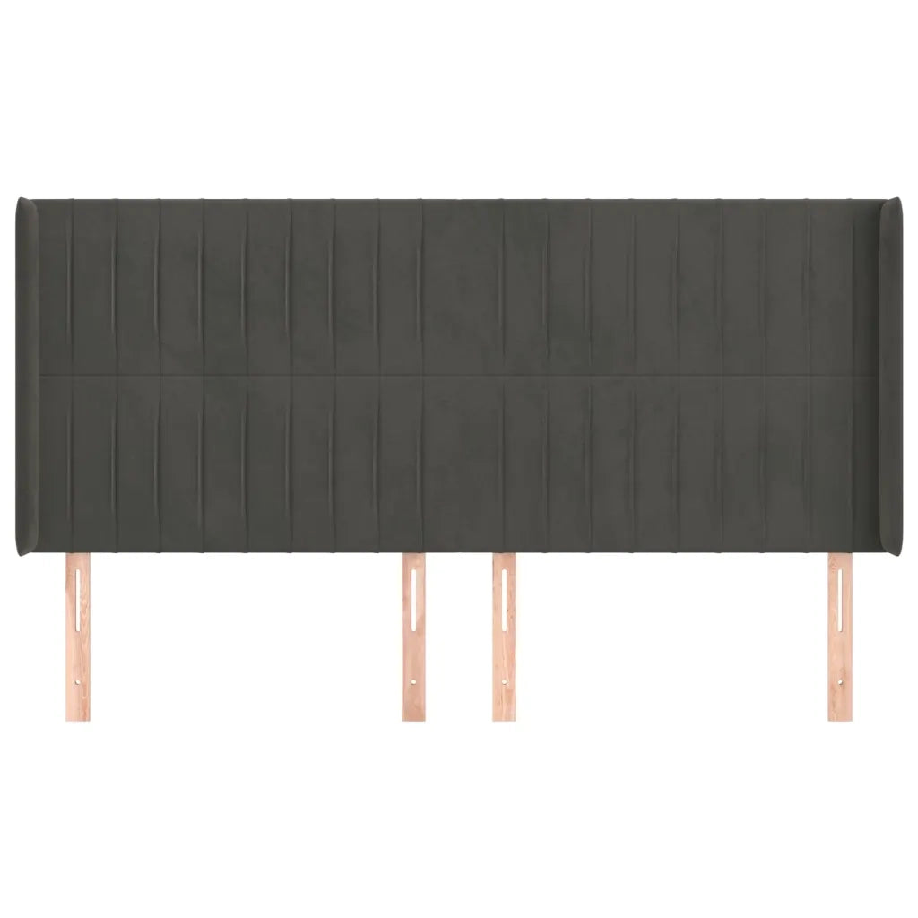 Testiera ad Orecchio-Testata con Orecchie GrigioScuro 163x16x118/128cm in Velluto 315519