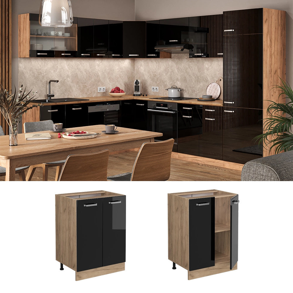 Vicco Mobiletto base cucina Nero lucido 60 cm , PL Antracite