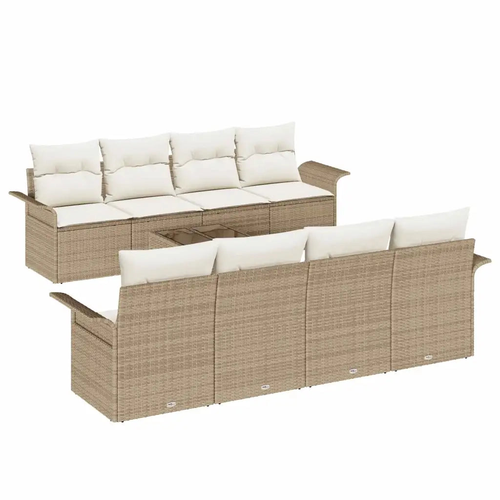 Set Divano da Giardino 9 pcs Beige Poly Rattan 3345291