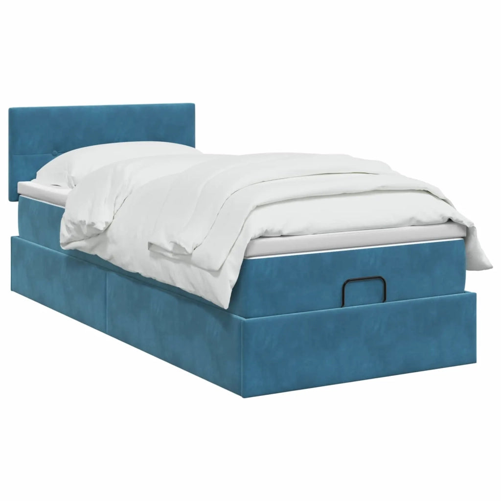 Letto Ottomano con Materasso e LED Blu scuro 100 x 200 cm 3457123