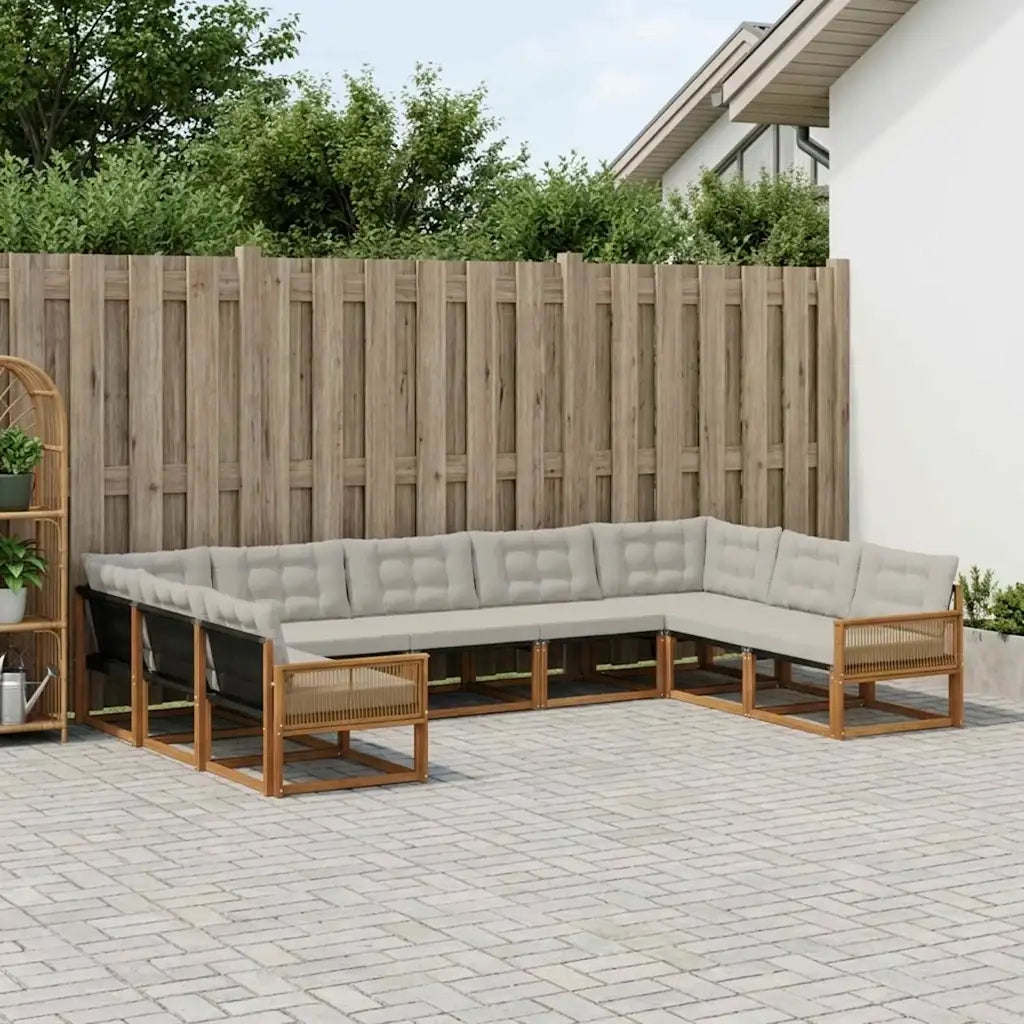 Set di divani da esterno 9 pcs Naturale e Grigio Chiaro 3381683