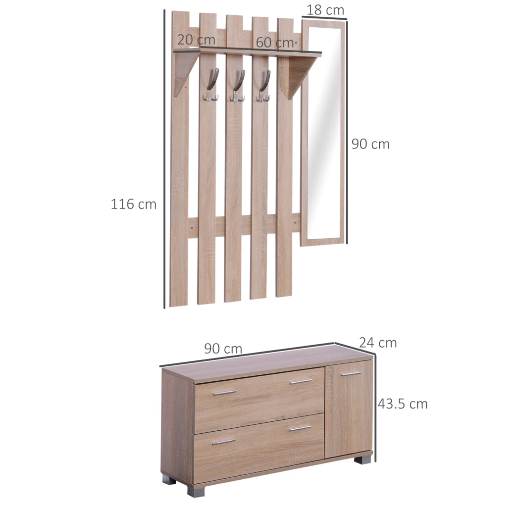 Armadio Guardaroba con Specchio e Scarpiera ¨C Minimal ¨C Quercia 90x21.5x116cm