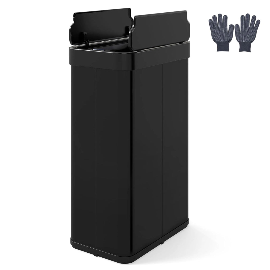 60L Cestino per Rifiuti con Coperchi a Ali, Pattumiera in Acciaio Inox Spazzolato con Sensore di Movimento a Infrarossi, Bidone Automatico per Camera da Letto, Bagno e Cucina (Argento)