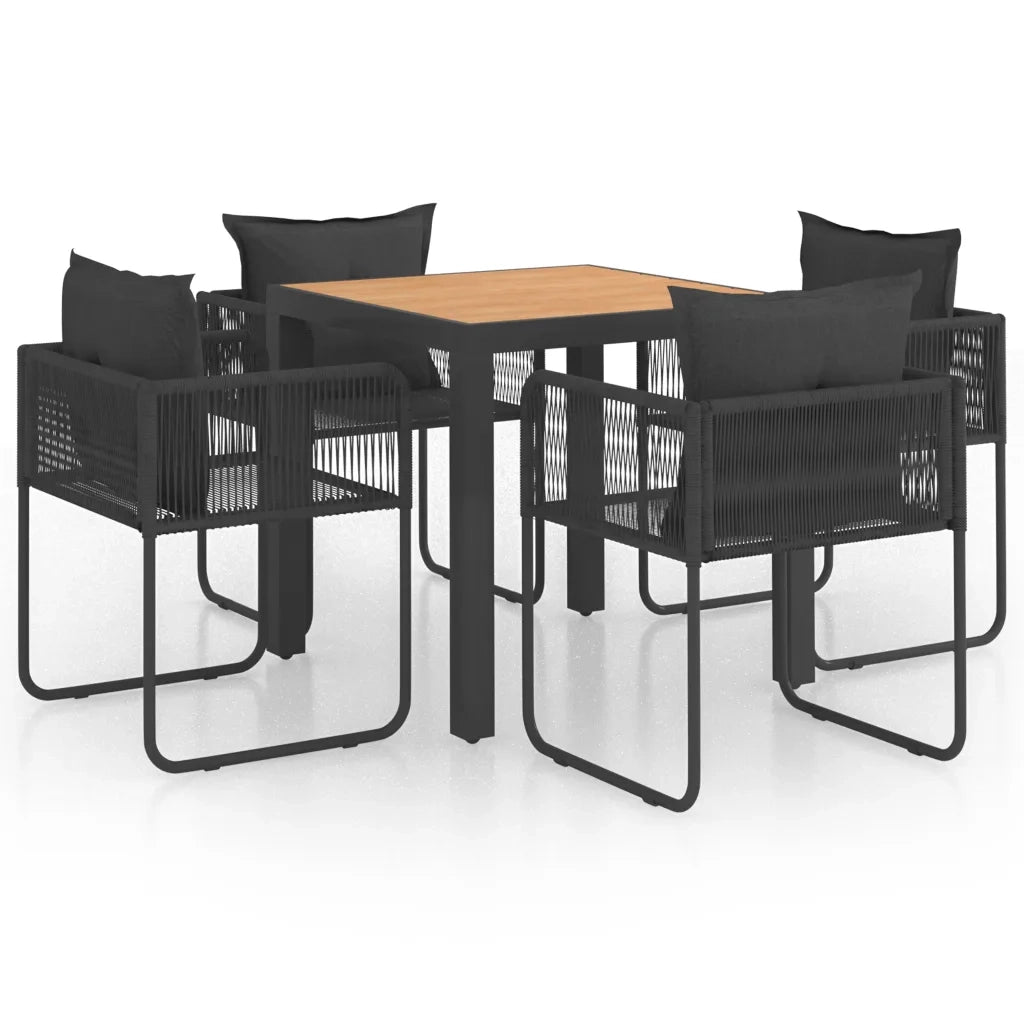 Set da Pranzo da Giardino 5 pz in Rattan PVC Nero e Marrone 3060107