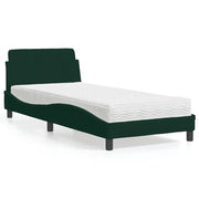 Letto con Materasso Dover Verde Scuro 80x200 cm in Velluto
