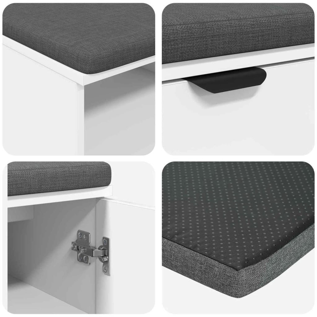 Panca per ingresso con cuscino con porta Bianco 60 x 38 x 46 cm 891496
