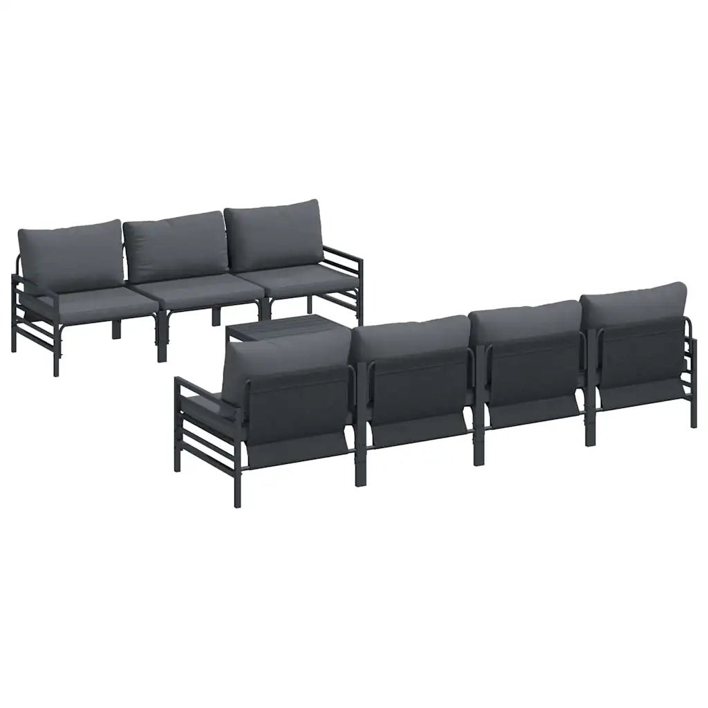 Set Divano da Giardino con cuscino 8 pcs Nero Acciaio
