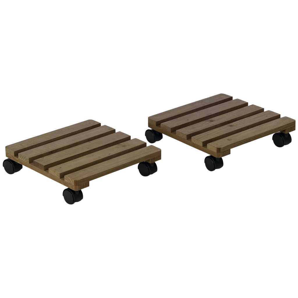 Set 2 Supporti per Piante con Ruote ¨C Xylo ¨C Quadrati per Interno ed Esterno
