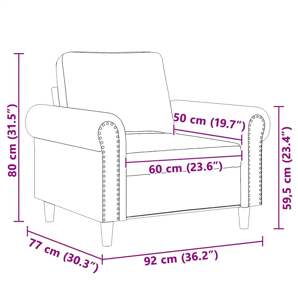 Poltrona Nero 60 cm Velluto 359514