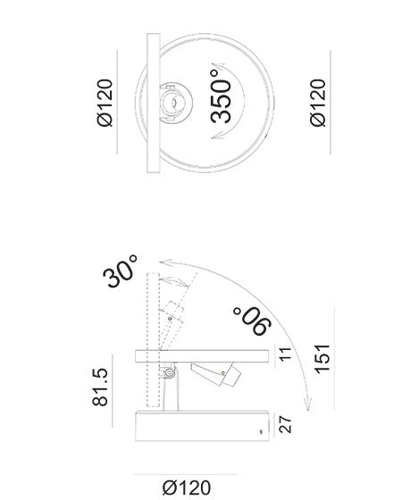 Ara Lampada da Parete LED Integrato 8W 3000K 715lm in Metallo e Metacrilato Bianco con Regolazione Luce a Pulsante - Design Moderno e Minimal
