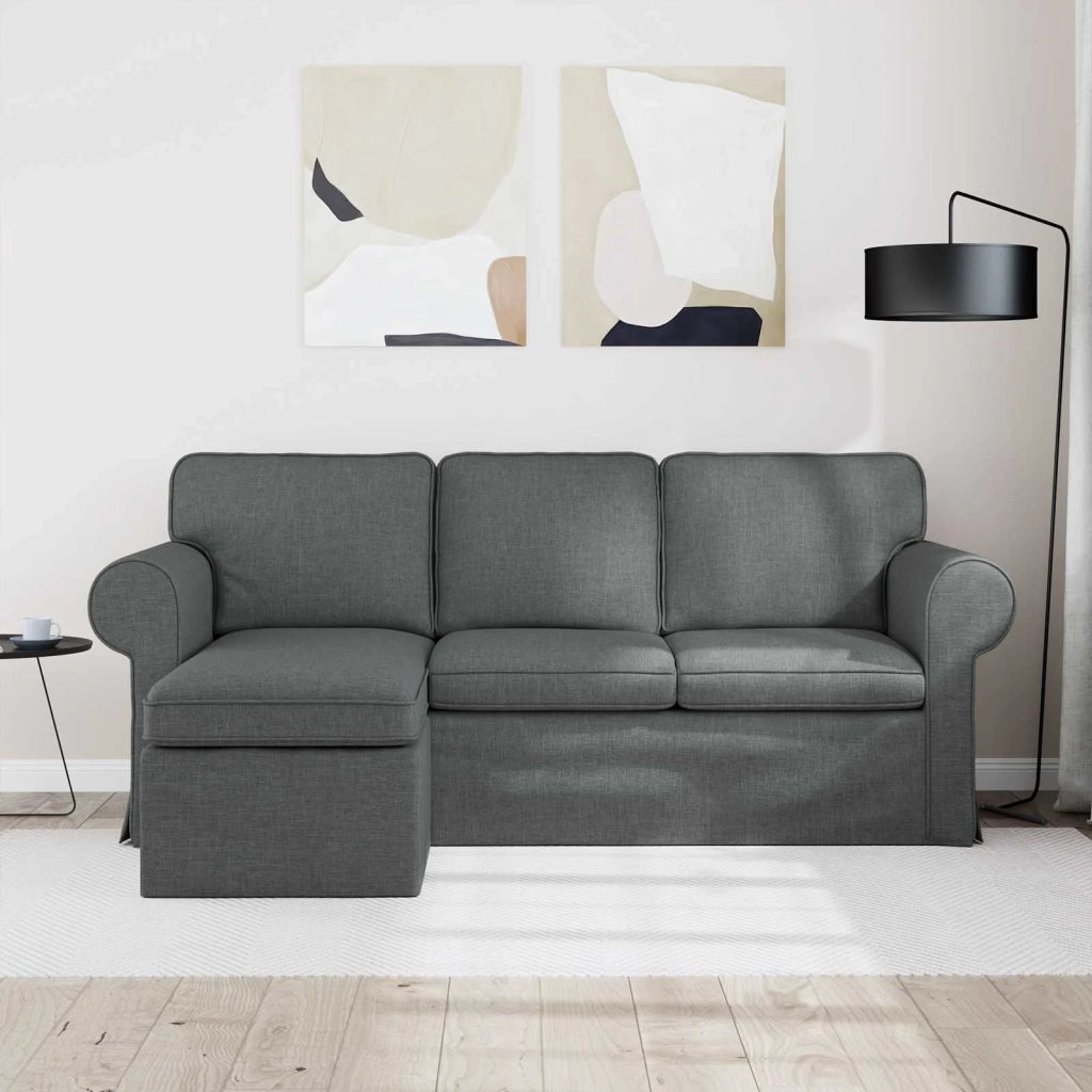 Divano Grigio scuro 215 x 138 x 80 cm Tessuto