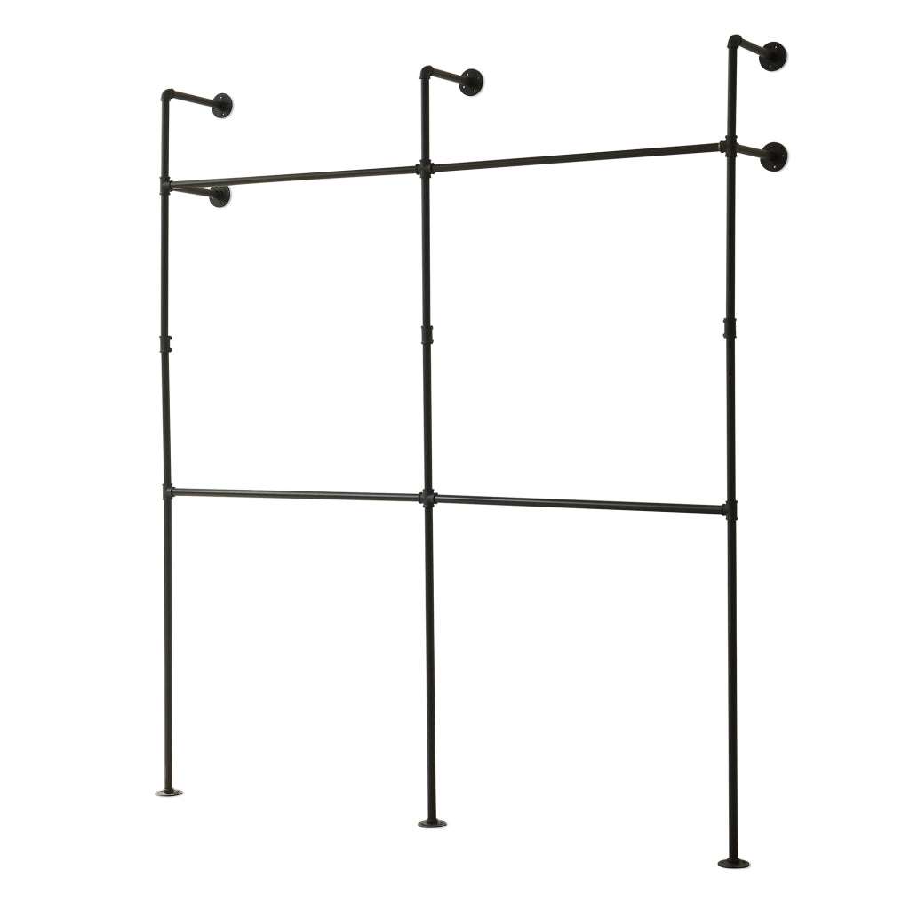 Stand Appendiabiti Kenävatka da Parete in Acciaio con Barra Porta Abiti 222x201x31 cm - Nero [en.casa]