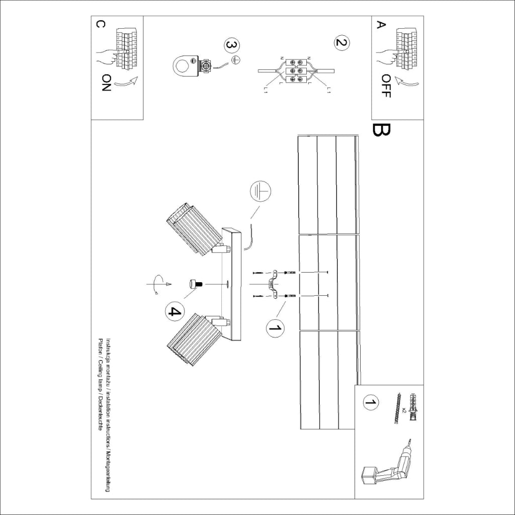 Lampada da soffitto KARBON 4 beige