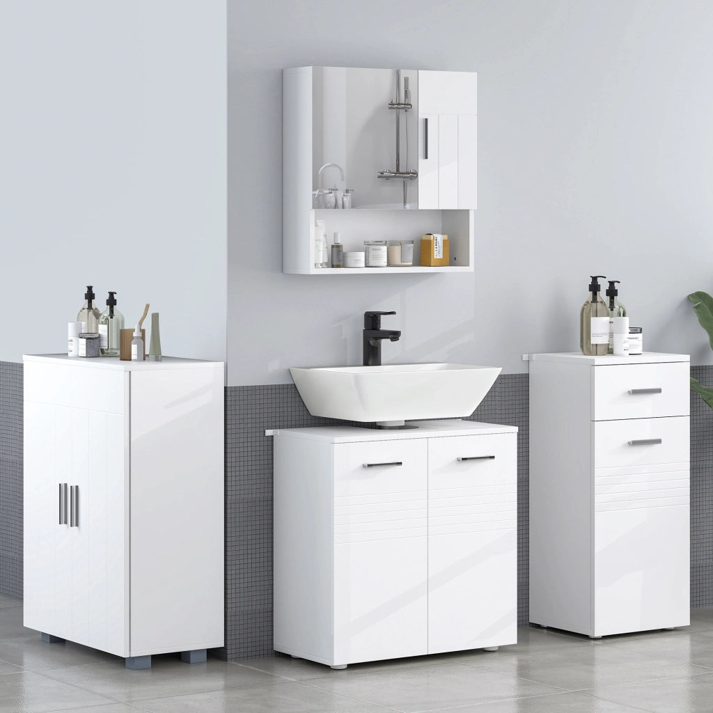Mobile Bagno con Ante e Ripiani Regolabili ¨C Minimal ¨C 60x30x80 Bianco