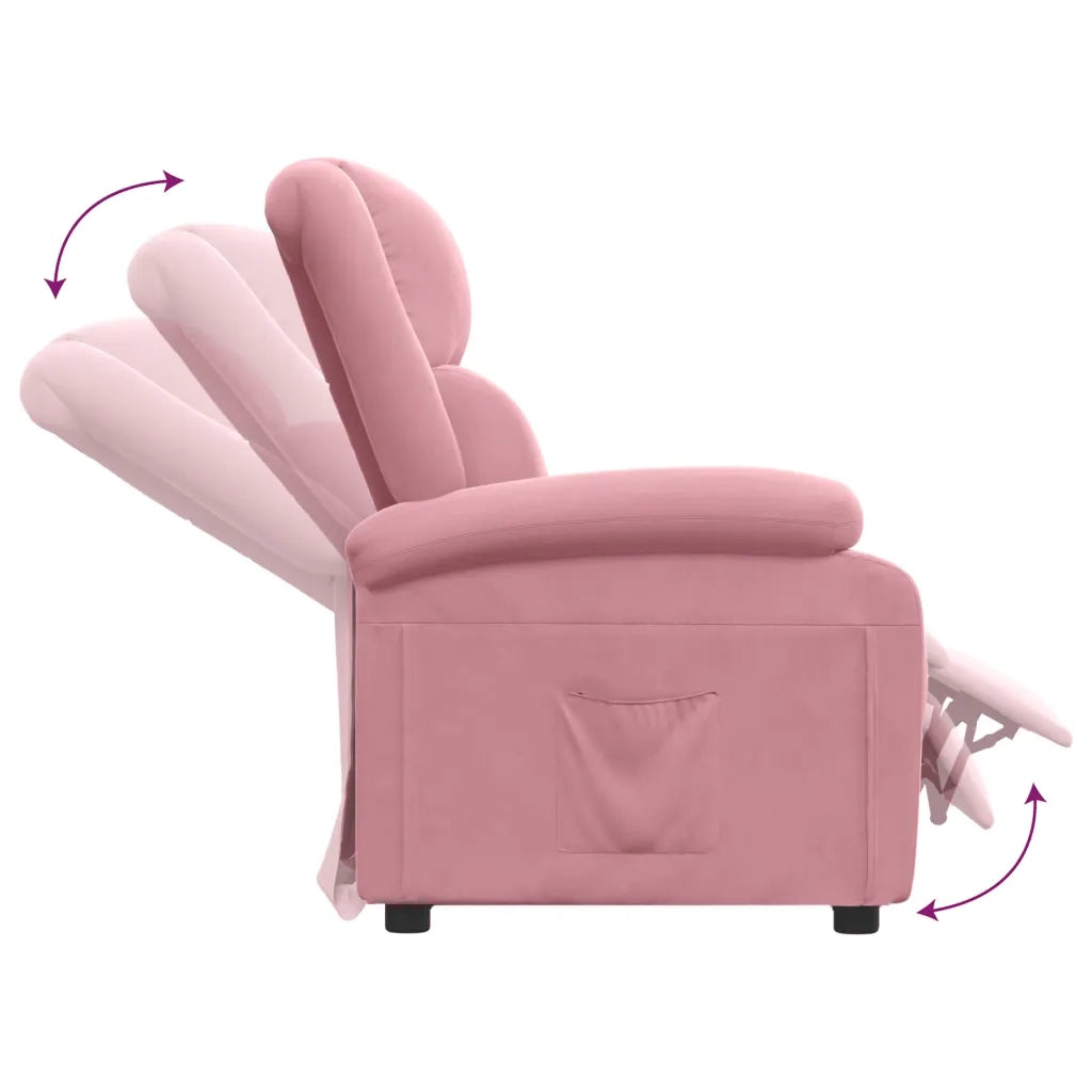 Poltrona Reclinabile Rosa in Velluto