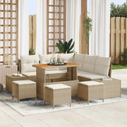 Set Divano da Giardino con cuscino 9 pcs Beige polyrattan