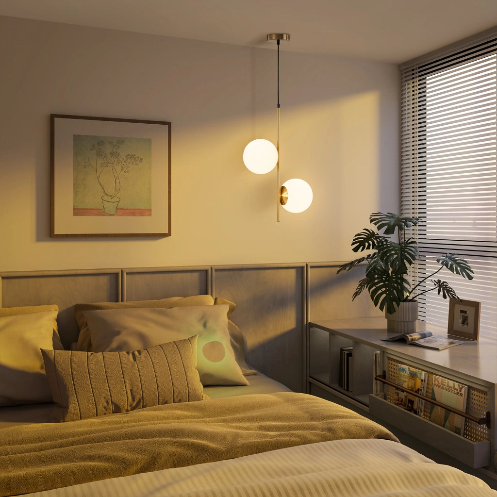 Lampadario a sospensione ¨C zephmum ¨C testa doppia regolabile, colore oro