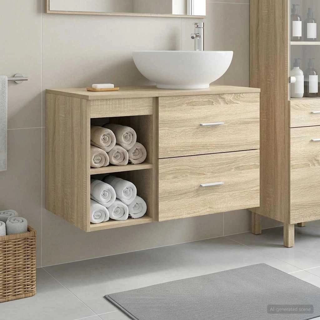 Set di mobili per il bagno 2 pz Rovere Sonoma 3403914