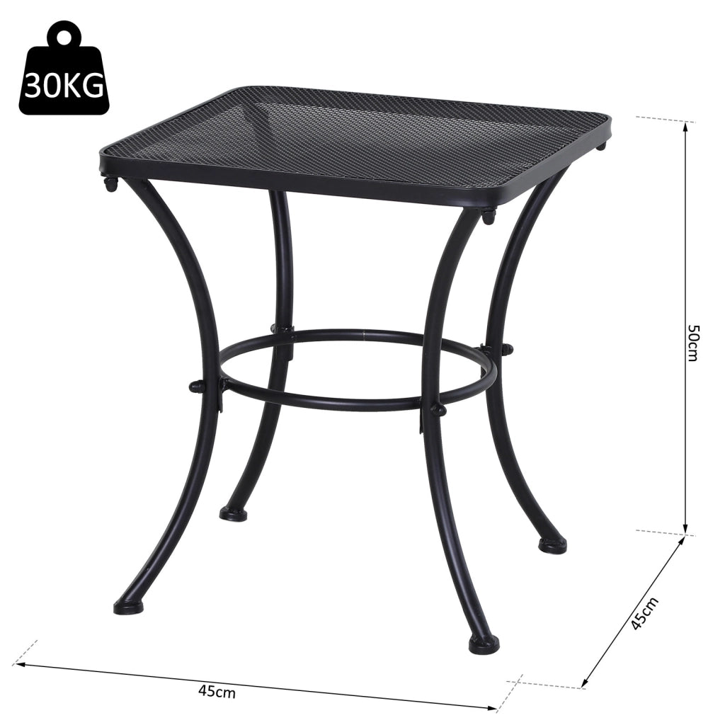 Tavolino da Giardino Quadrato in Acciaio ¨C Zephmum ¨C Nero, Piano Traforato, 45x45x50 cm