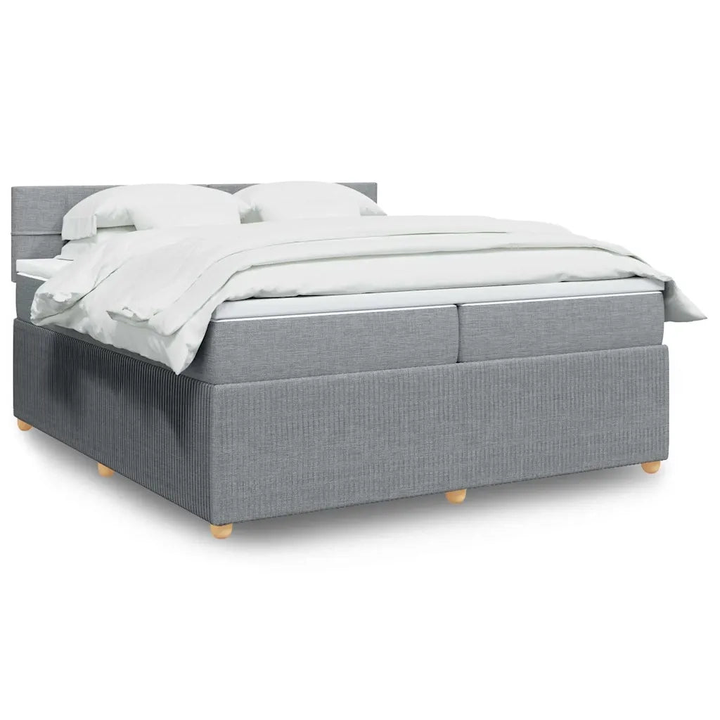 Giroletto a Molle con Materasso Grigio Chiaro 200x200cm Tessuto