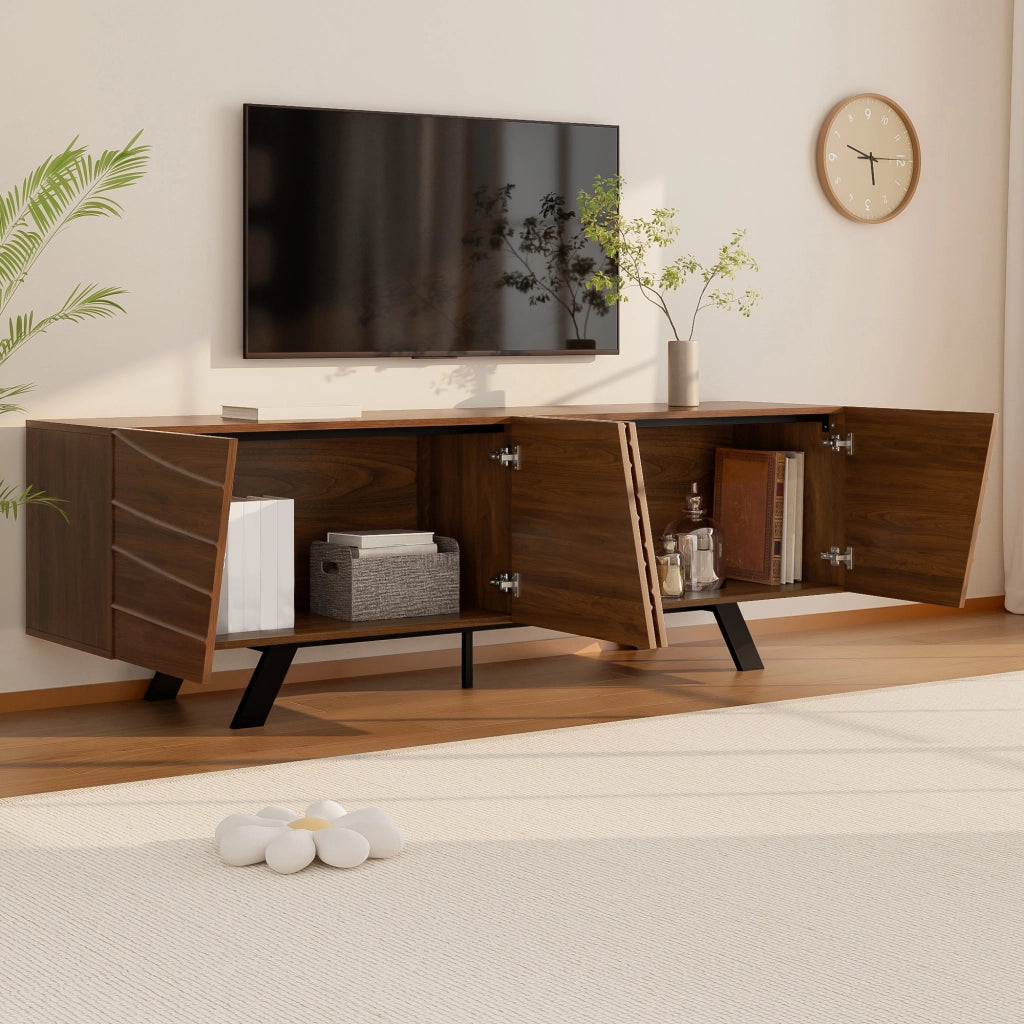 Cassettiera per TV in MDF con finitura noce; 160 cm