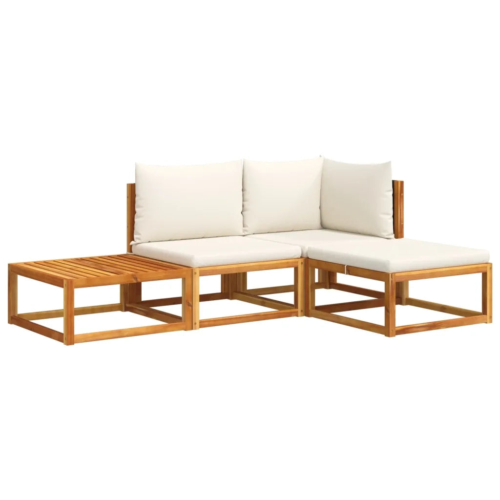 Set di divani da giardino 4 pezzi con cuscini in legno di acacia e rattan