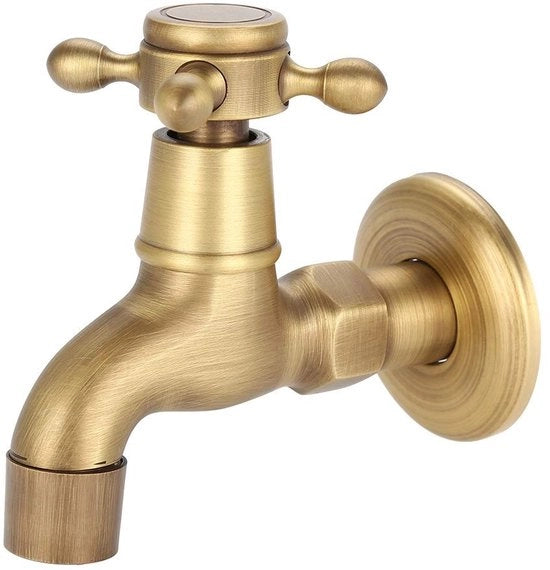 Montaggio a Parete - Stile Antico - Corpo in Ottone - Resistente alla Corrosione - Duraturo - Design Elegante - Rubinetto da Parete