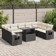 Set Divani da Giardino 10pz con Cuscini in Polyrattan Nero 3326537