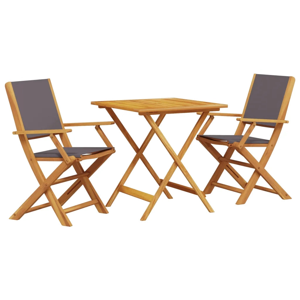 Set da Bistrot 3pz Antracite in Tessuto e Legno Massello