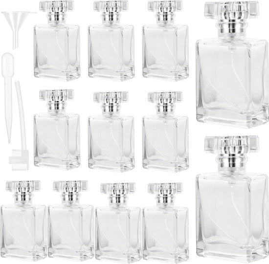 Set di 12 atomizzatori di profumo in vetro resistenti all'urto - con pompa, ciotola e diffusore