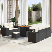 Set Divano da Giardino 8 pcs Nero polyrattan