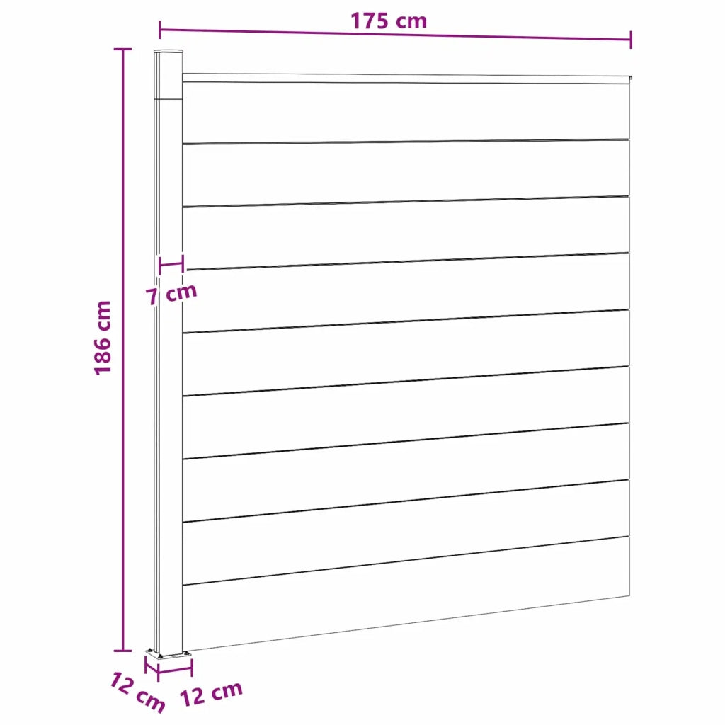 Pannello di Recinzione WPC e Alluminio Grigio