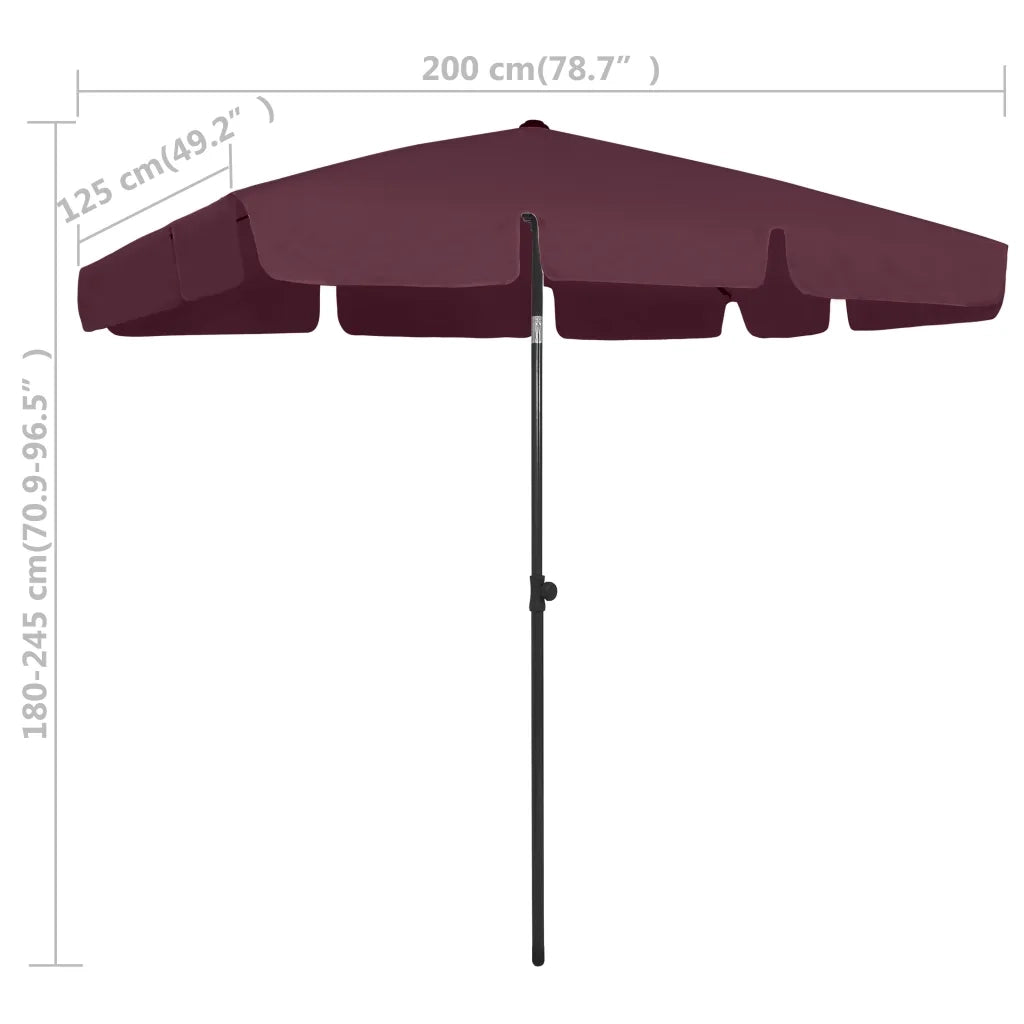 Ombrellone da Spiaggia-Ombrellone da mare Rosso Bord¨° 200x125 cm