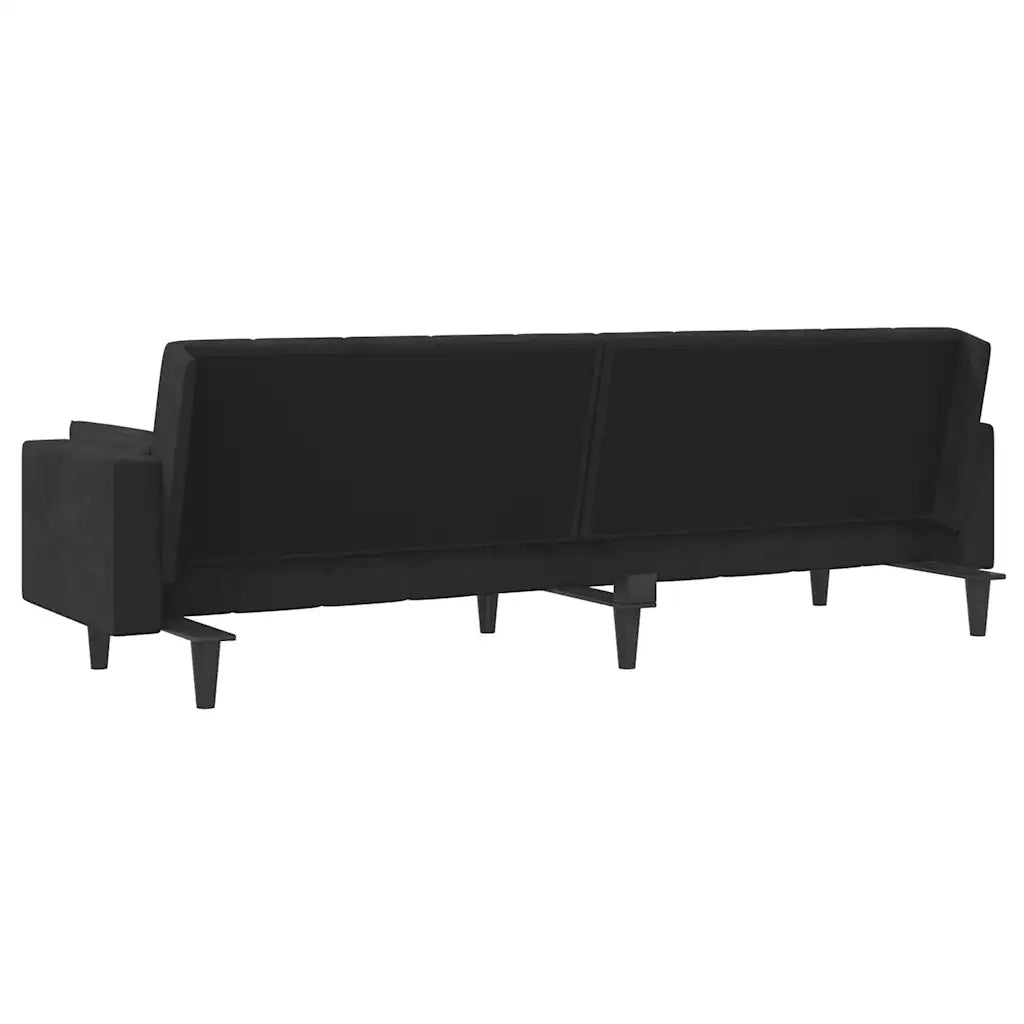 Divano letto | Sof¨¤ letto | Letto singolo a 2 Posti con 2 Cuscini Nero in Velluto