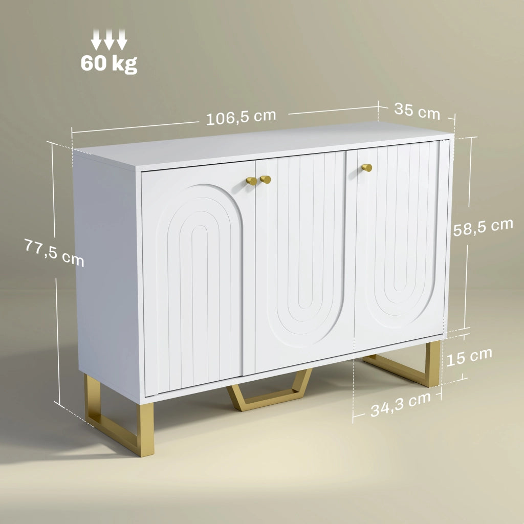 Buffet per soggiorno con ante e ripiano regolabile ¨C zephmum ¨C 106.5x35x77.5 cm, bianco