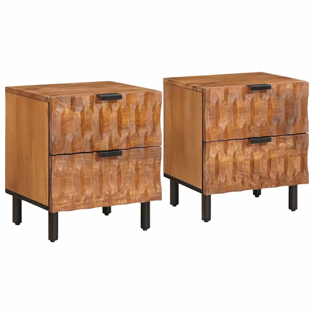 Set di 2 Comodini | Armadio da Notte | Mobiletto da notte con cassetto Marrone 40 x 33 x 46 cm