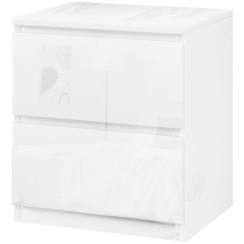 Comodino con 2 Cassetti ¨C Minimal ¨C 40x34x45 cm Bianco